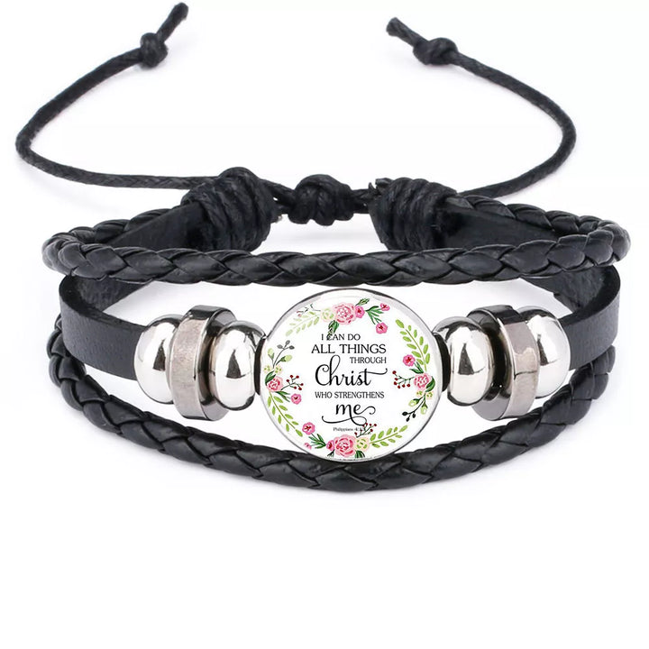 Religious Christian Scripture Proverbs Charm Leather Wrap Bracelet Bangle For Women Men Bible Verse Fashion Faith Jewelry Gift