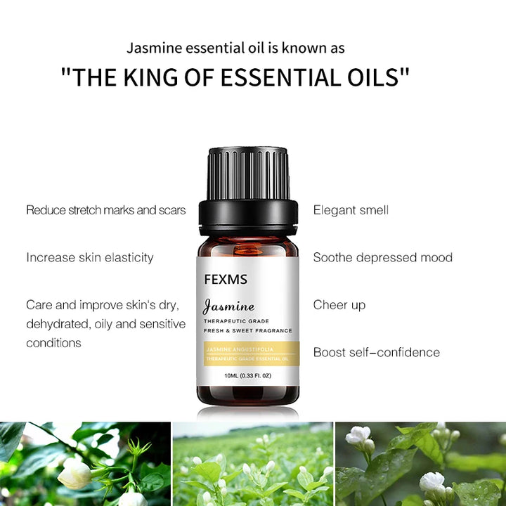 100% Pure Organic Therapeutic Grade Jasmine Oil for Diffuser, Sleep, Perfume, Massage, Skin Care, Aromatherapy, Bath - 10ML