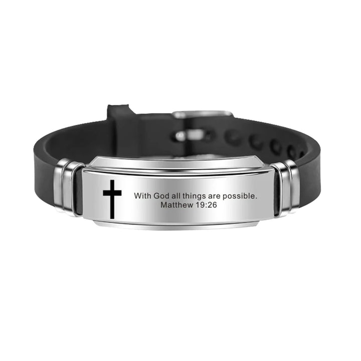 Religious Cross Jesus Scripture Quote Christian Bible Verse Inspiring Faith Leather Bracelets For Men Personalize Gift