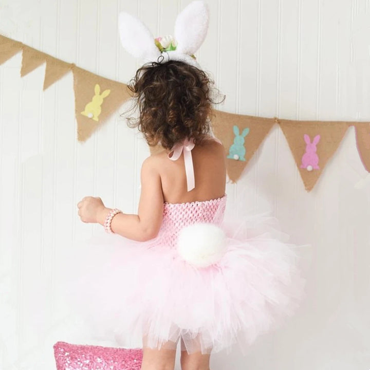 Pink Bunny Girl Costumes Toddler Kids Rabbit Tutu Dress Outfits for Baby Girls New Year Birthday Dresses Easter Holiday Clothes