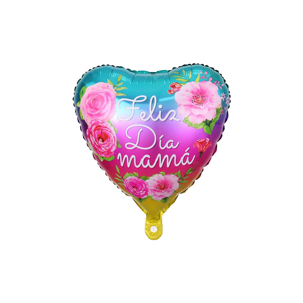 10pcs 18inch Printed Spanish mother Foil Balloons Mother's Day Heart Shape Helium Love Globos Decor Mama Balloon Gifts Balaos