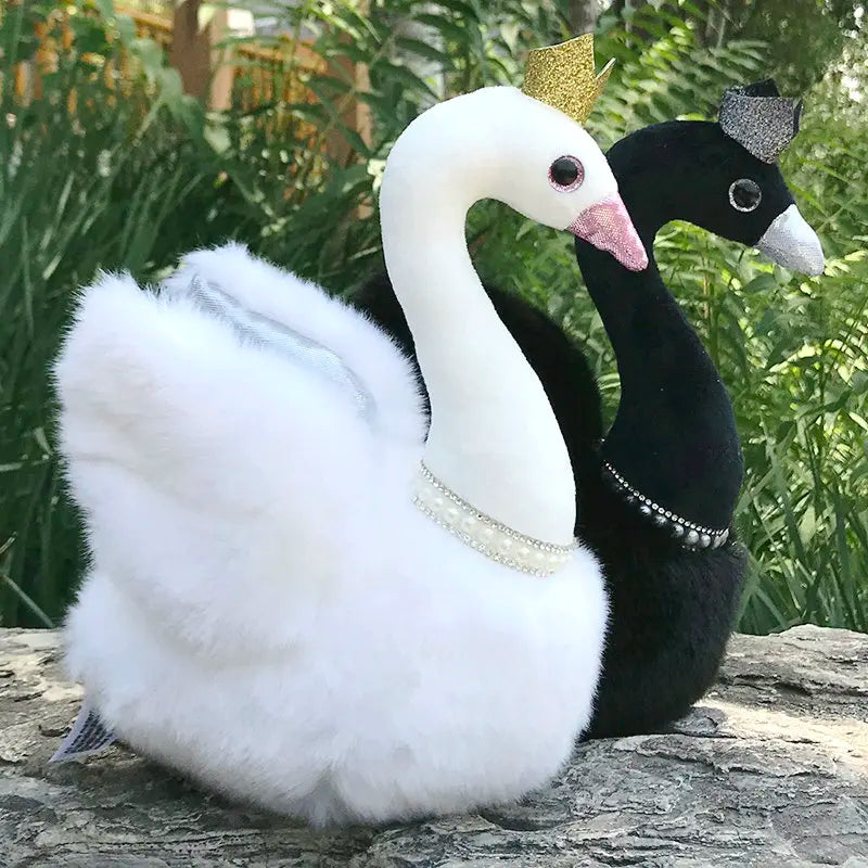 Crown Black Swan doll Toy Snow white rincess swan plush toy Stuffed Fairy black swan Girl doll For child Birthday gift wedding