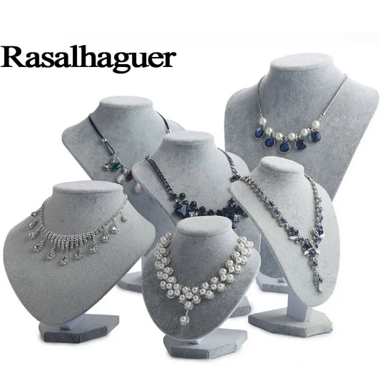 Luxury Gray Velvet Bust Jewelry Display
