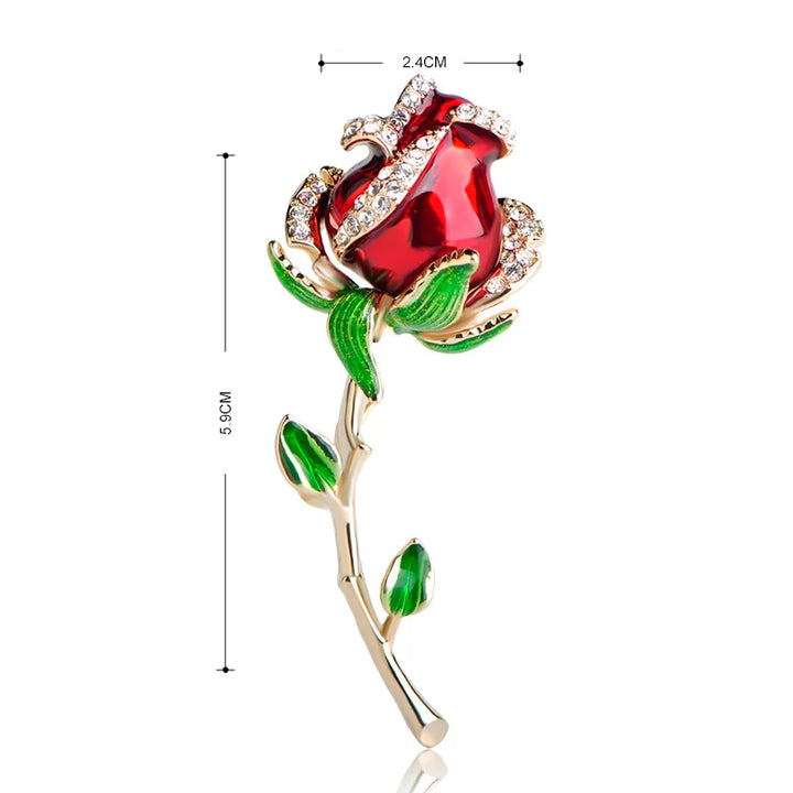 Blucome Beautiful Red Rose Flower Brooch Enamel Zinc Alloy Corsage Pin Jewelry Accessories Valentine's Day Gifts For Women Girls