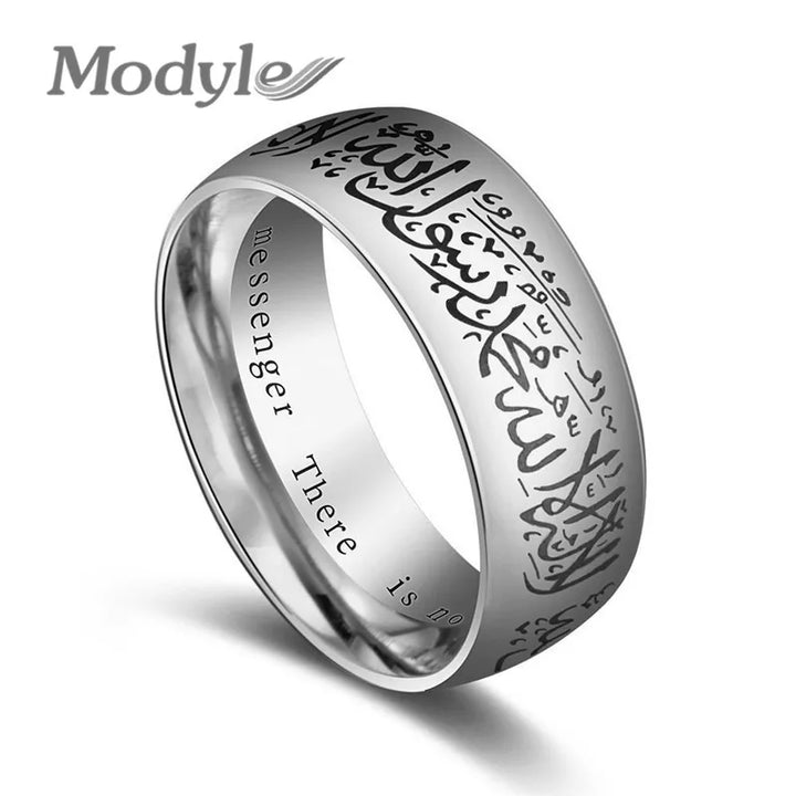 Modyle Trendy Titanium Steel Quran Messager rings Muslim religious Islamic halal words men women vintage bague Arabic God ring