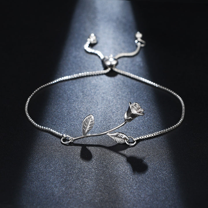 Gift, fashion rose flower charm bracelet ladies girl bracelet and adjustable bracelet bracelet ladies wedding bridal jewelry
