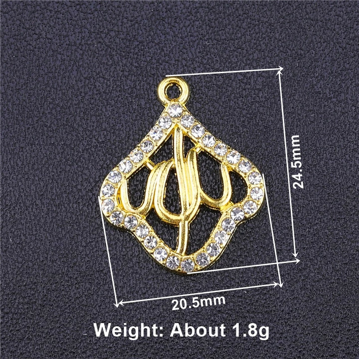Juya 5pcs Wholesale Religious Islamic Muslim Allah Charms Cz Rhinestones Crescent Pendants For Eid al-Fitr Gift Jewelry Making