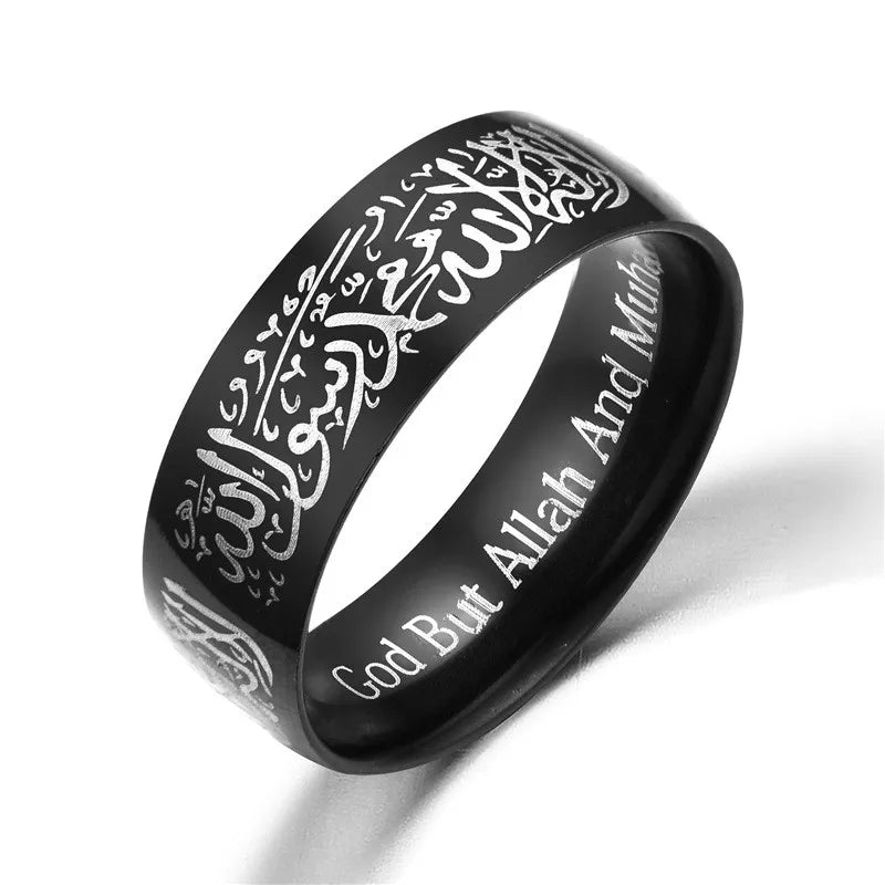 Modyle Trendy Titanium Steel Quran Messager rings Muslim religious Islamic halal words men women vintage bague Arabic God ring