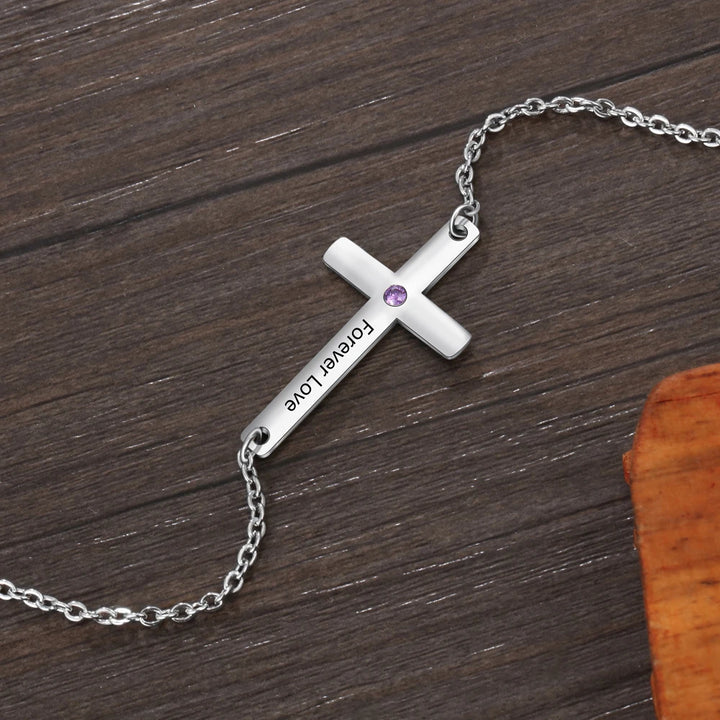 Personalized Gift Cross Necklaces & Pendants Custom Name Necklace with Birthstone Religious Jewelry for Women(JewelOra NE103202)