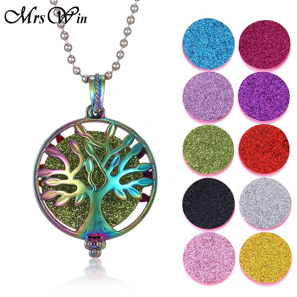 New Colorful Aromatherapy Necklace Vintage Flower Butterfly Tree Essential Oil Diffuser Necklace Perfume Lockets Pendants