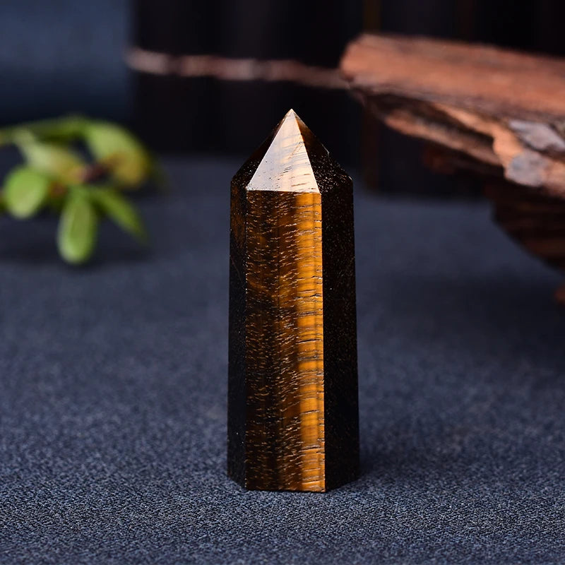 Natural Tigers Eye Stone Crystal Point Mineral Ornament Healing Wand Home Decor Study Room Decoration Energy Quartz DIY Gifts