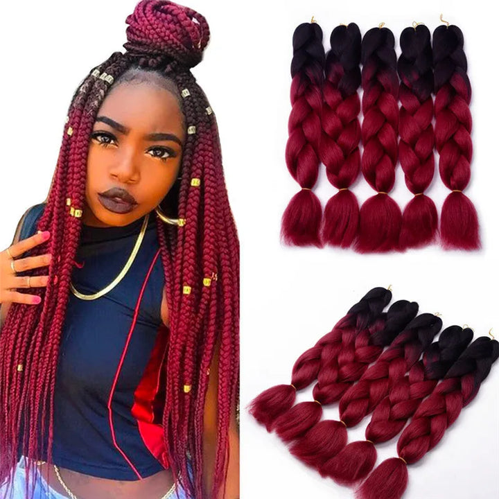 Pink Purple Blue Blonde Color Synthetic Jumbo Braids Ombre Braiding Hair Extension White Women Hair Braiders