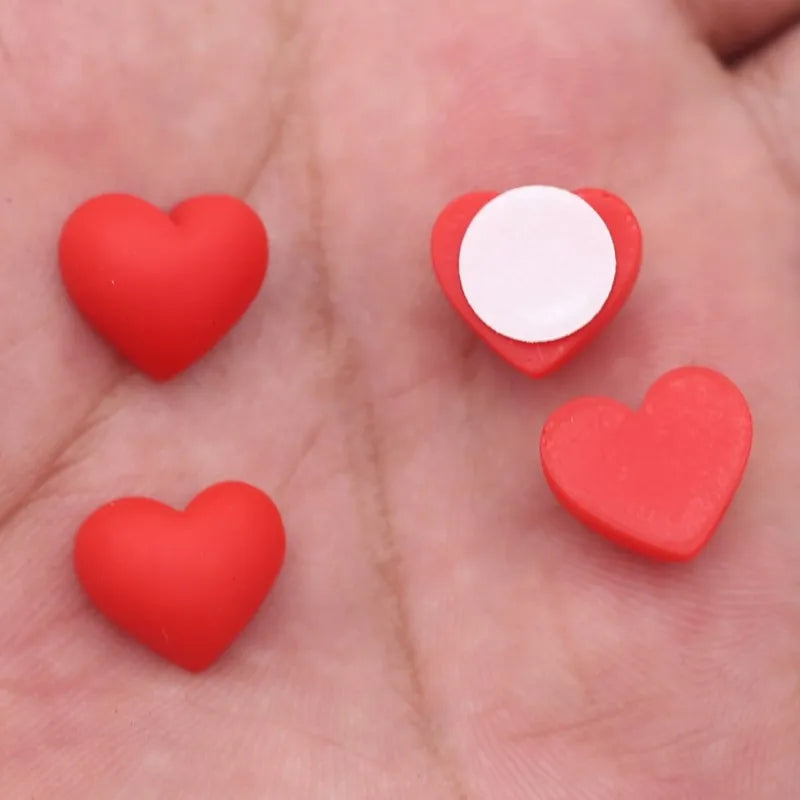 Red Heart Resin Adhesive Patch Flat Back Crafts Wedding Party Decor DIY Handmade Child Gift Clothing Ornament Accessories 20pcs