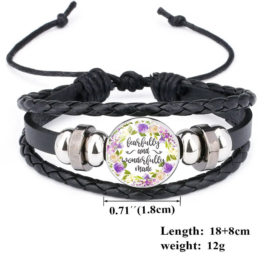 Religious Christian Scripture Proverbs Charm Leather Wrap Bracelet Bangle For Women Men Bible Verse Fashion Faith Jewelry Gift