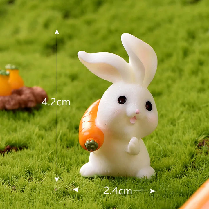 Resin Rabbit Carrot Animal Figurine Easter Christmas Home Decor Miniature Garden Cake Decoration Accessories Modern Figure Gift