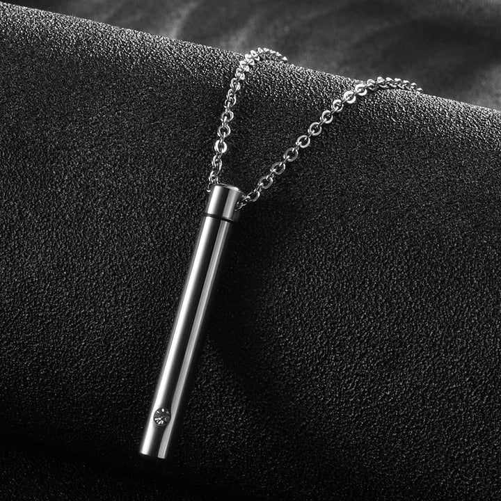 New Arrival Stainless Steel Empty Cremation Urn Pendant Crystal Perfume Bottles Necklace Wholesale 50cm