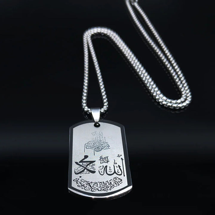 Religious Islam Allah Quran Muslim Pendant Necklace for Men Stainless Steel Silver Color islamic Chain Jewelry collares NXHYB57