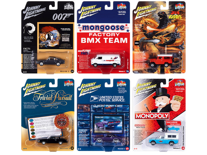 Pop Culture 2023 Set of 6 Cars Release 2 1/64 Diecast Model Cars by Johnny Lightning-0