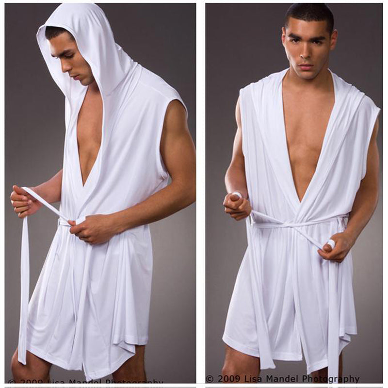 Soft Sexy Sleeveless Cap Rayon Men's Robes