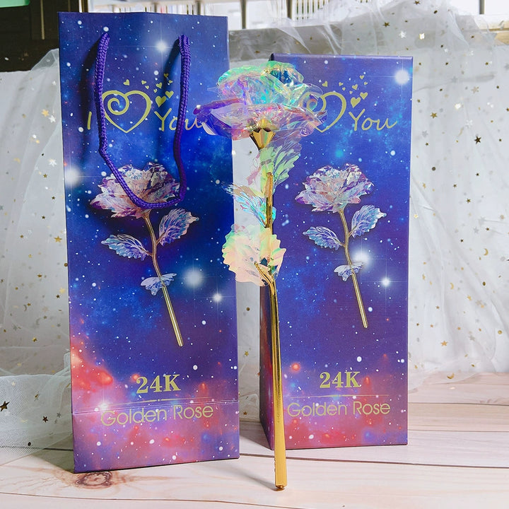Colorful Dazzling Rose Starry Sky Gold Rose Romantic Valentine's Day for Wife and Girlfriend Girlfriends Birthday Gift