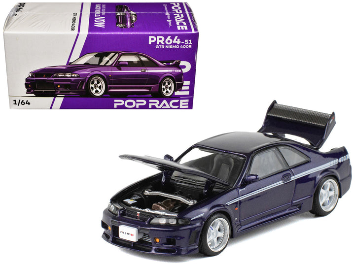 GTR Nismo 400R RHD (Right Hand Drive) Purple Metallic 1/64 Diecast Model Car by Pop Race-0