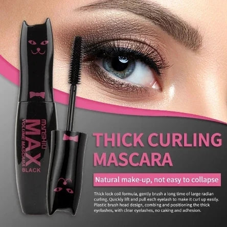 Make Up MAX Volume Curling Mascara Waterproof Thick Lengthening Lash Extention Natural Makeup Eyelashes Black Cat Kitty Cute