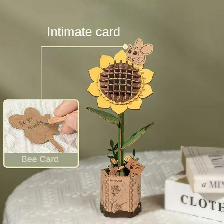 Simulated Building Block Bouquet DIY Flower Arrangement Small Toy  Office Home Decor Mother's Day Gifts Wood Immortal Flower