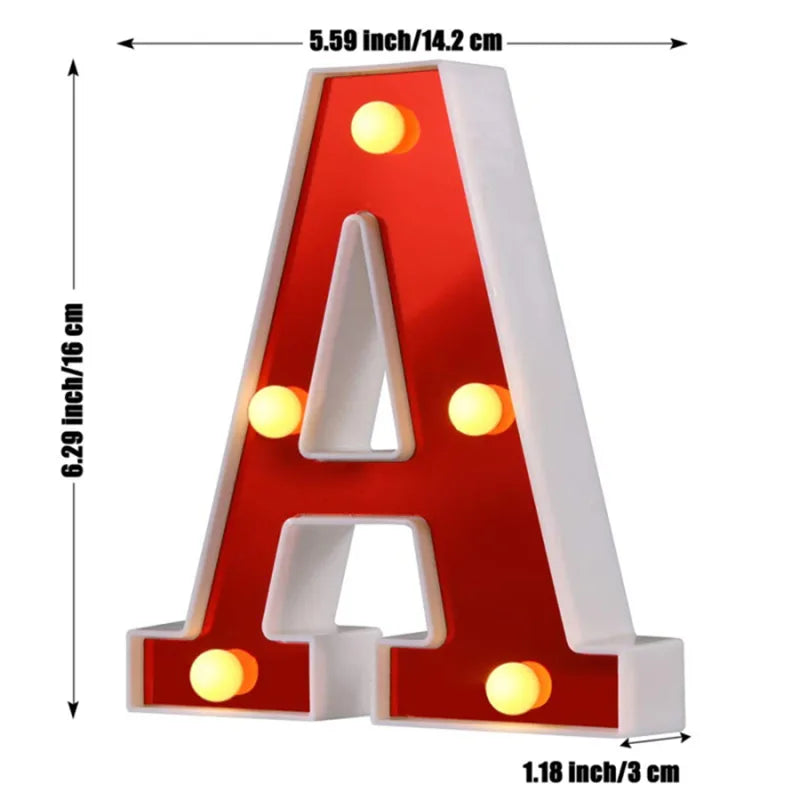 Red English LED Marquee Alphabet Night Lights