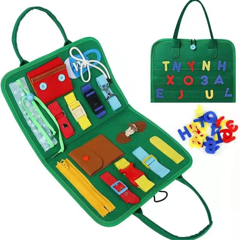 Montessori Sensory Play Board Busy Board Leaning Toys For Toddlers Foldable Sensory Toy Toddler Activity Board Educational Learn