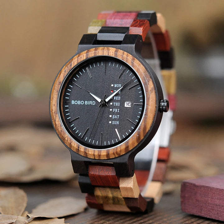 BOBOBIRD Customized Real Wood Couples Quartz Timepiece Set