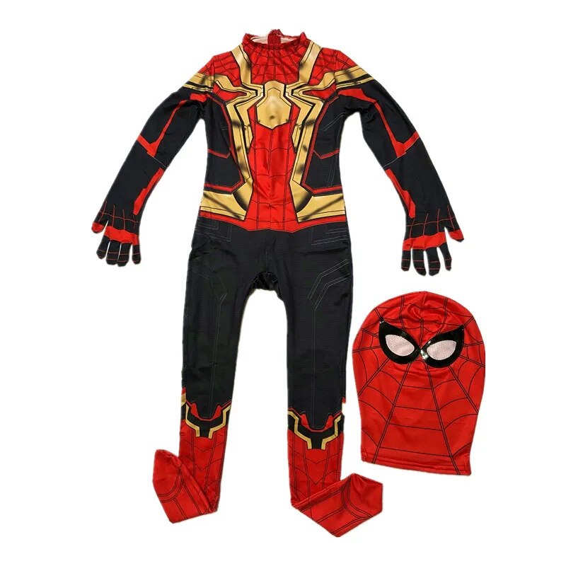 Venom Superhero Spiderman Jumpsuit Red Venom Hooded Costume Kids Miles Remy Iron Spiderman Bodysuit Prom Cosplay Suit