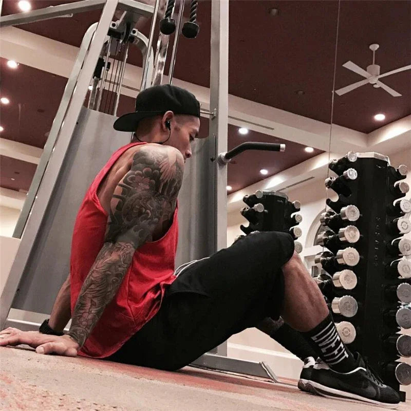 Muscle guys Bodybuilding Singlets Mens muscle shirt gym Tank Tops stringer Mens Vest fitness Men's Clothing hip hop tanktop
