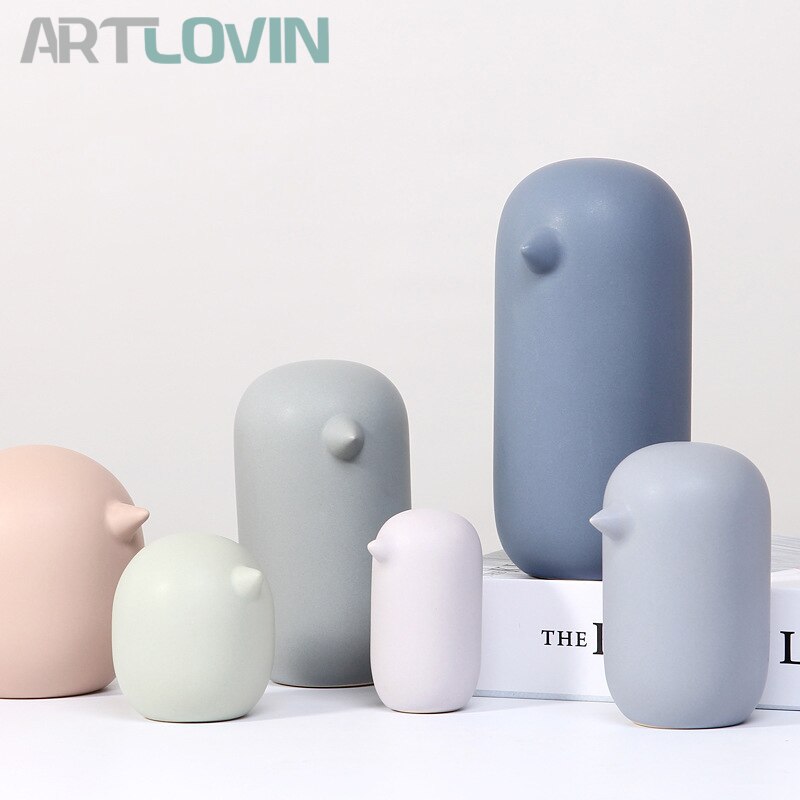 Nordic Modern Abstract Bird Figurines Home Decoration Accessories Ceramic Cute Matte Light Color Nice Bird Ornament Fashion Gift