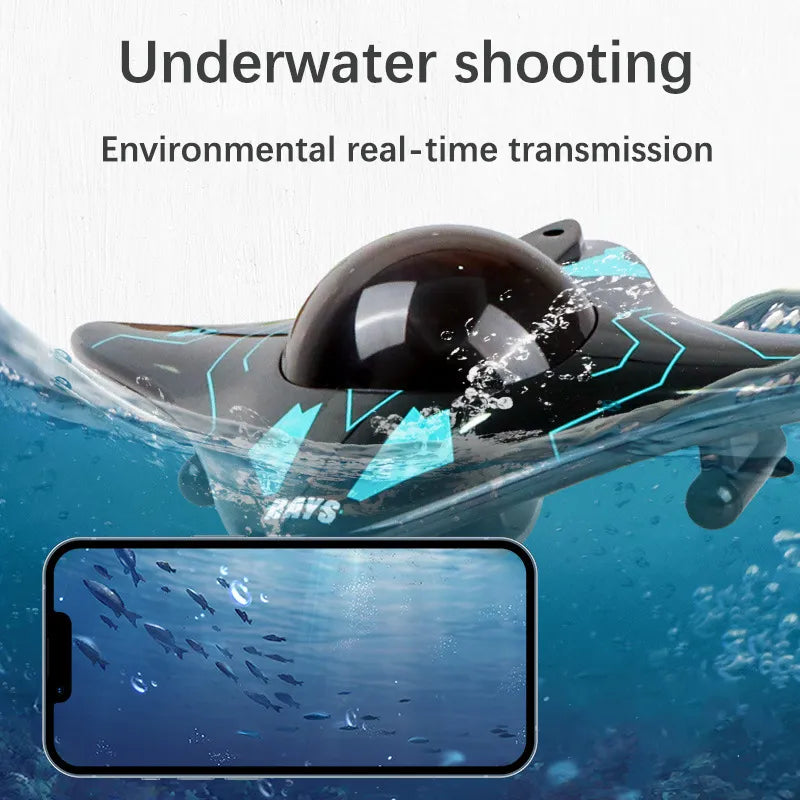 Mini WIFI RC Boat Six-way Submarine Real-time Transmission Underwater Camera Speedboat Photo Video Toys Back to School Kids Gift