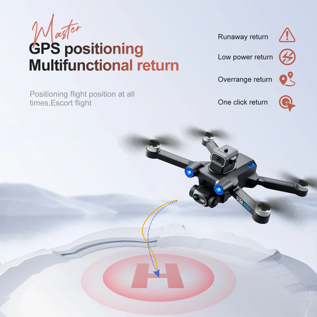 S136 GPS Rc Drone 4K HD Dual Camera Professional 5G Aerial Photography Obstacle Avoidance Brushless Automatic Return Helicopter