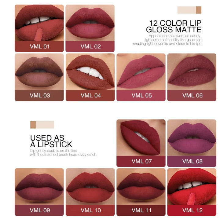 O.TWO.O 12 colors High Quality Velvet Matte lipstick Long Lasting Lips Makeup Waterproof Easy to Wear Matte Liquid Lip Gloss