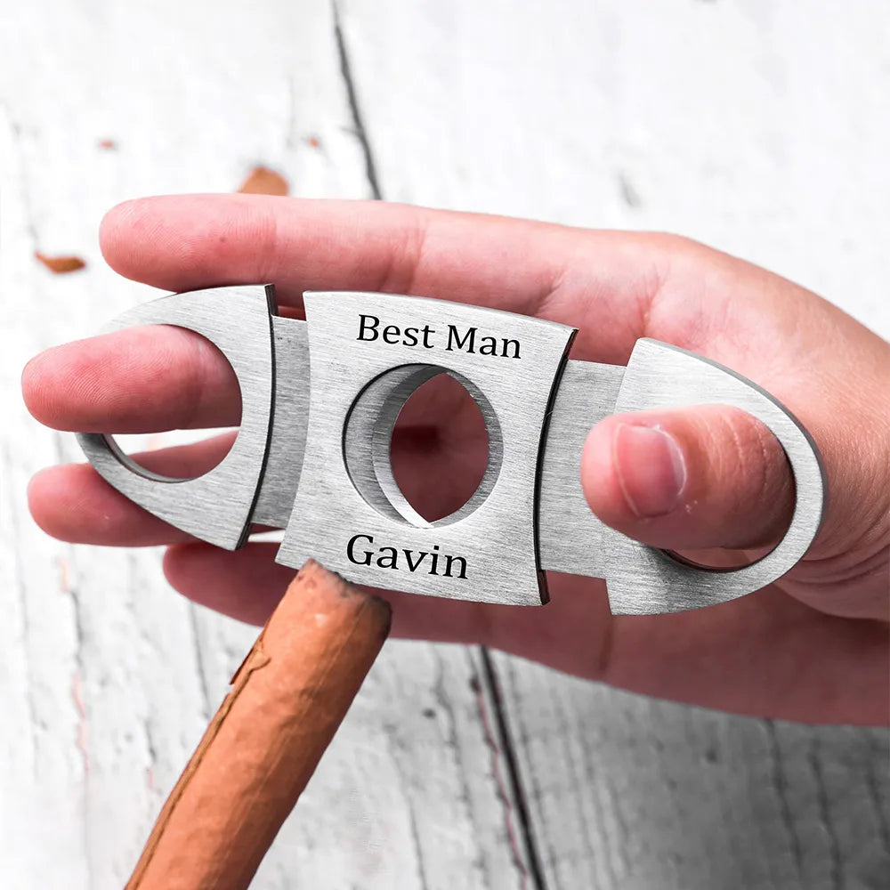 Personalized Cigar Cutter Groomsmen Gifts Engraved Groomsman Dad Fathers Day Gift Cigars Cutters Smoker Bachelor Wedding Party
