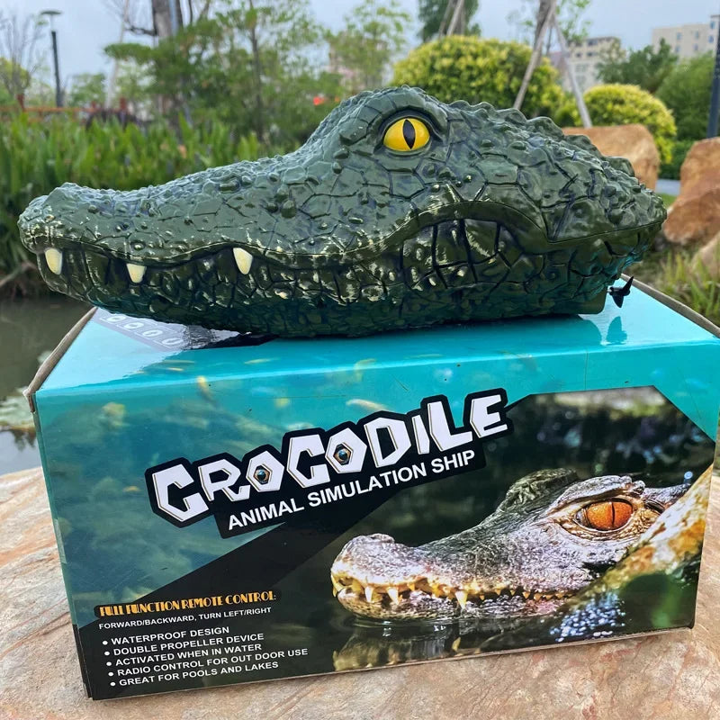 RC Boat Ship Toy Simulation Crocodile Head 2.4G Remote Control Joke Alligator Decoy Electric Toys Summer Water Spoof Toys gift