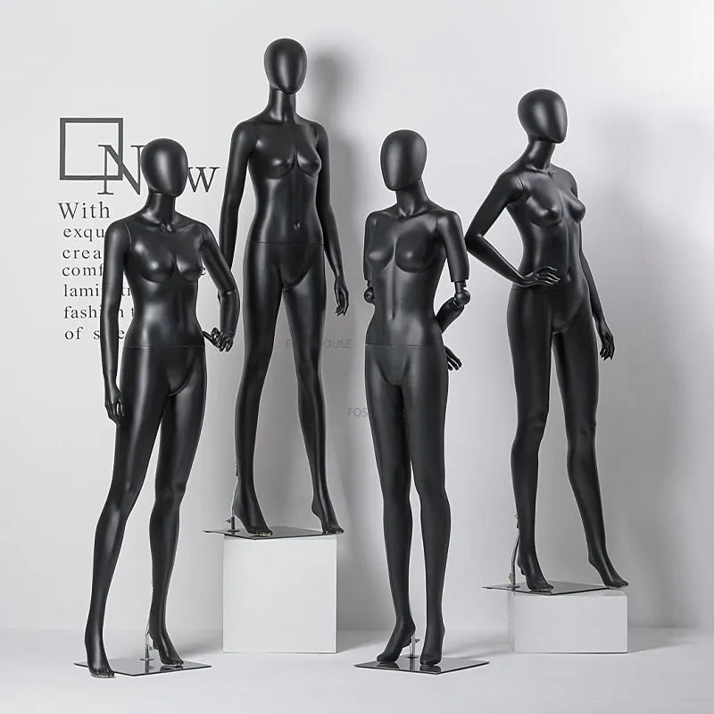 Matte Black Posable Women's Fashion Mannequins