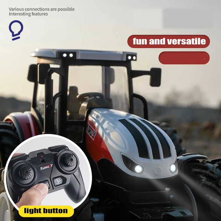 RC Tractor Trailer with LED Headlight Farm Toys Set 2.4GHZ 1/24 Remote Control Car Truck Farming Simulator for Children Boy Gift