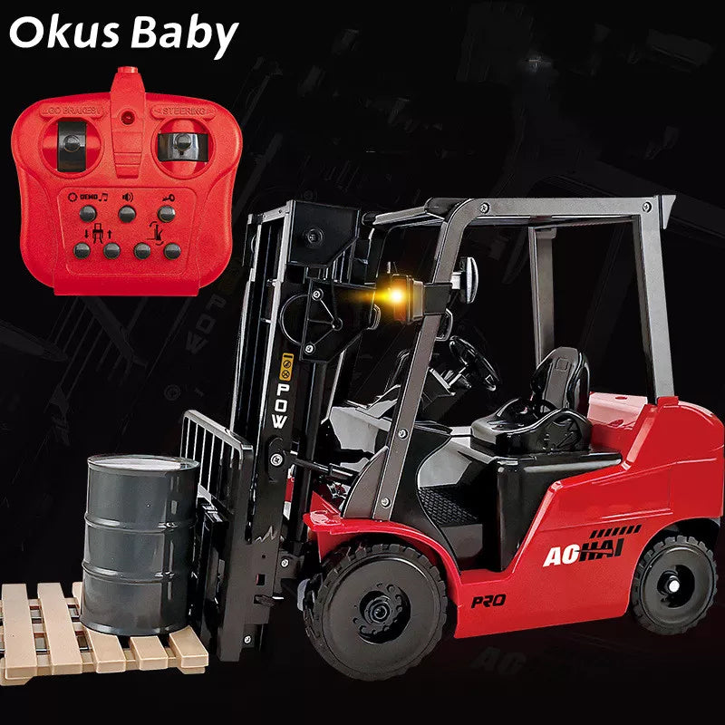 1:8 Alloy Forklift Truck RC Remote Control Toy Gift Auto LED Light With Simulated Sound Engineering Car Educational Toys Gift