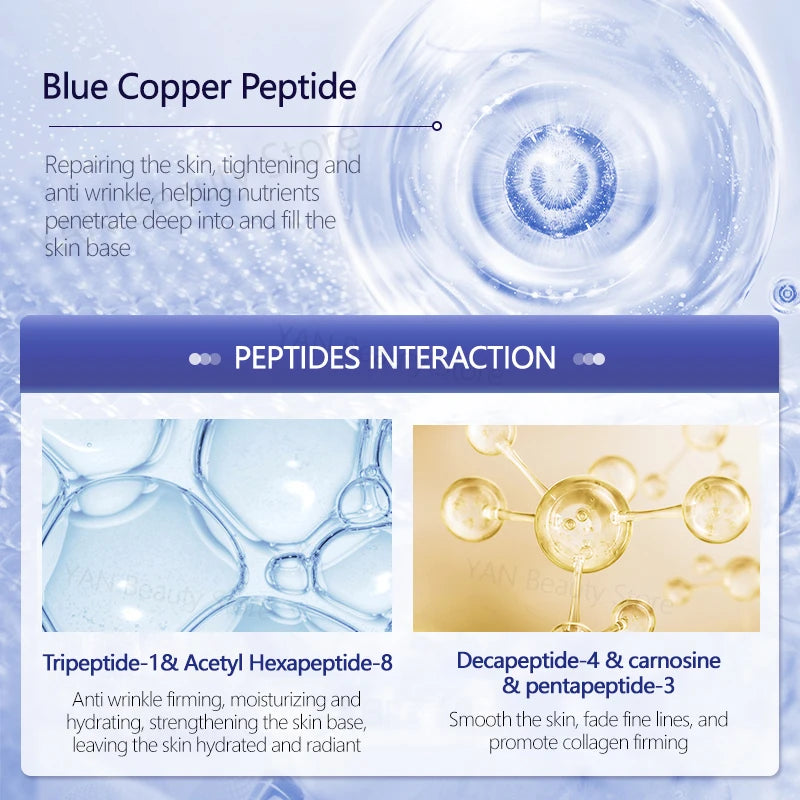 Blue Copper Peptide Tight Lifting Serum Astaxanthin Anti-Aging Wrinkle Essence Nicotinamide Ceramide Korean Skincare Products