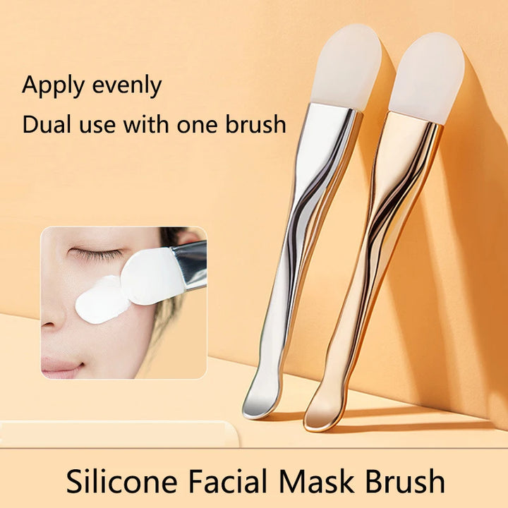 Silicone Facial Mask Brush Soft Head with Digging Spoon Dual-Use Mud Film Brush DIY Film Adjusting Beauty Tool Facial Skincare
