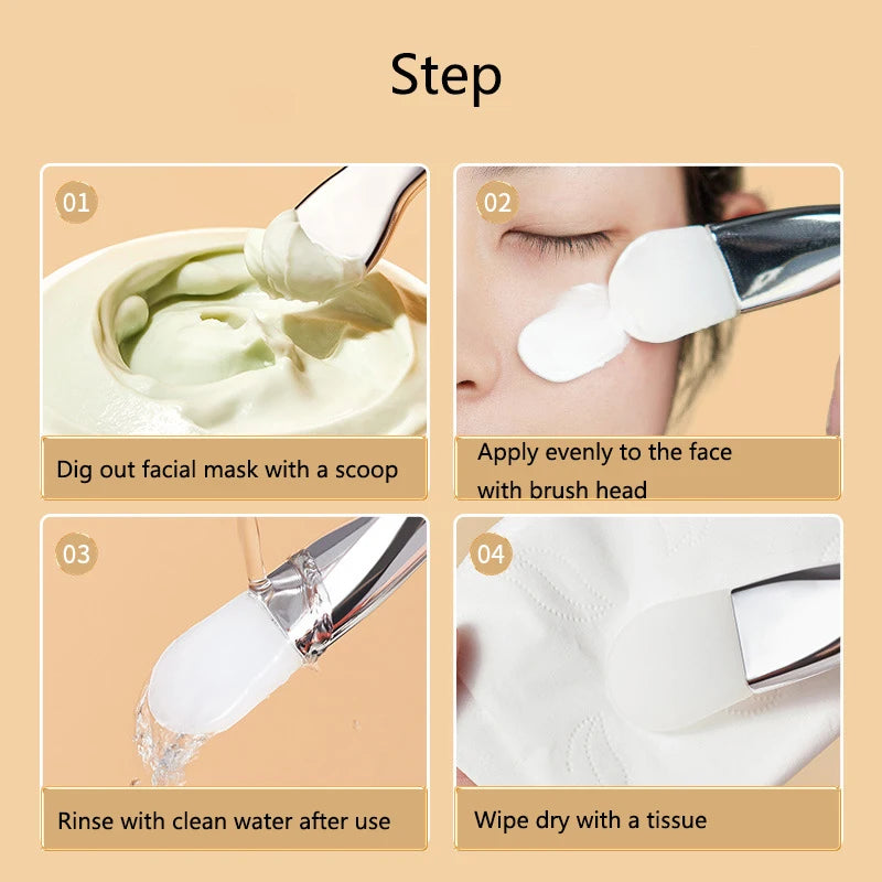 Silicone Facial Mask Brush Soft Head with Digging Spoon Dual-Use Mud Film Brush DIY Film Adjusting Beauty Tool Facial Skincare