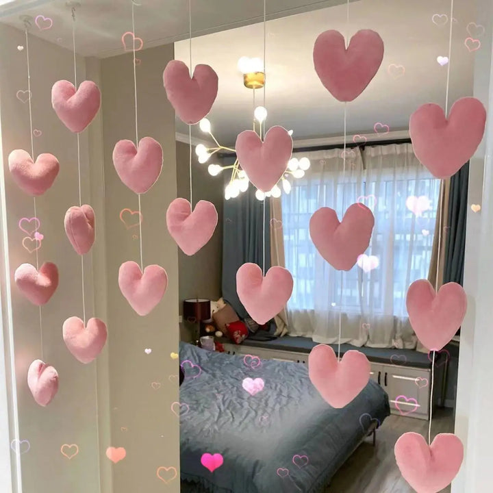 New Heart Shaped Curtain Door Hanging Decoration Cute Korean Style Nylon String Pendant Girls Room Decor Women Kawaii Gift 9cm