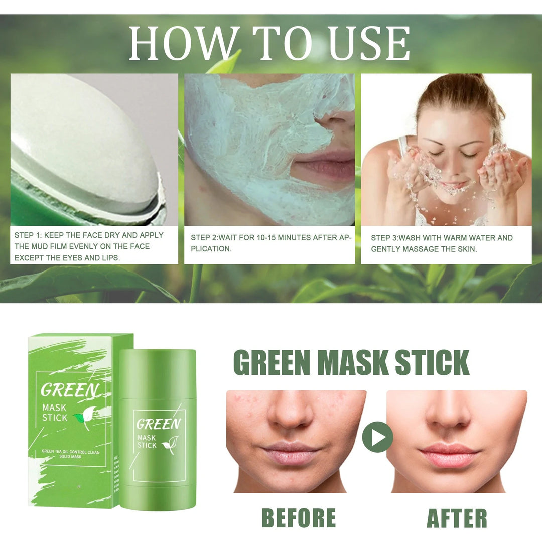 Face Clean Mask Green Tea Cleansing Stick Mask Smear Acne Shrink Blackhead Moisturizing Deep Cleansing Film 40g Pores Skincare