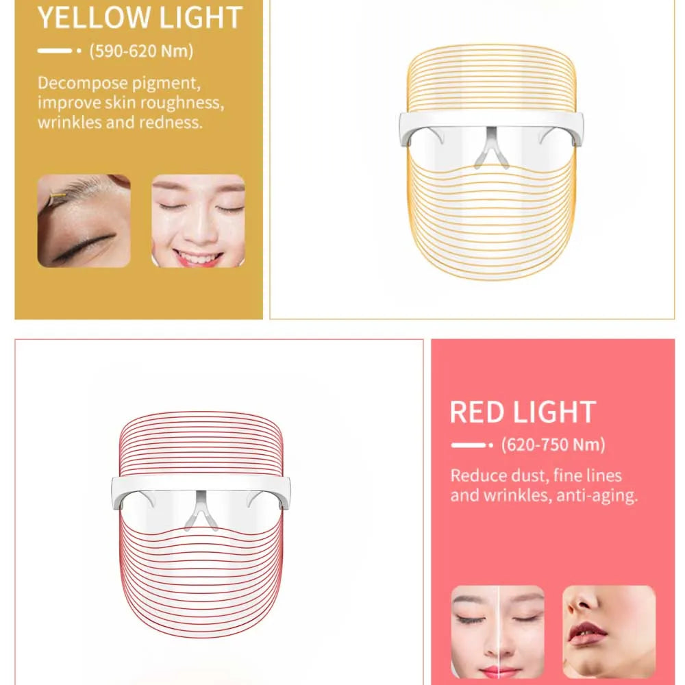 Red Light Therapy 7 Colour LED Mask Rechargeable Infrared Therapy Skin Care Home Use Photon Devices Face Beauty Facial Devices