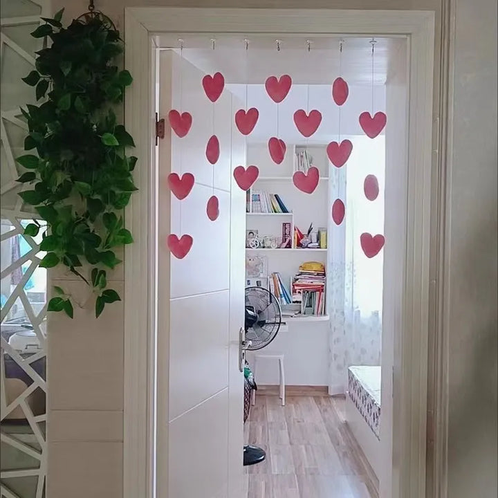 New Heart Shaped Curtain Door Hanging Decoration Cute Korean Style Nylon String Pendant Girls Room Decor Women Kawaii Gift 9cm