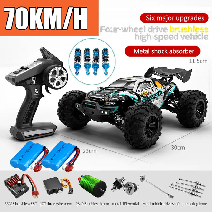 Rc Car Off Road 4x4 High Speed 75KM/H Remote Control Car with LED Headlight Brushless 4WD 1/16 Monster Truck Toys for Boys Gift