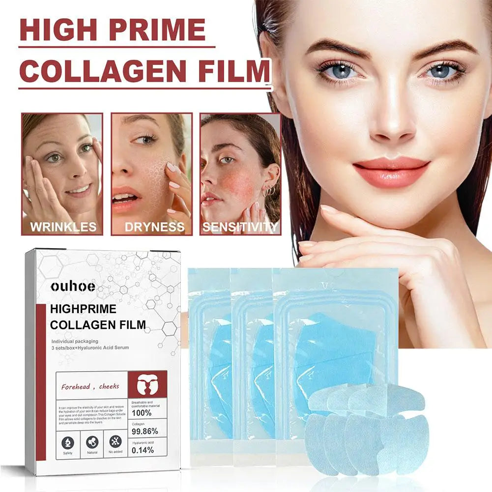 Nano Collagen Soluble Mask Cloth Forehead Film Paper Cheek Health3pcs ClothBrighten Collagen Beauty Moisturizing SkinCare F U2G8